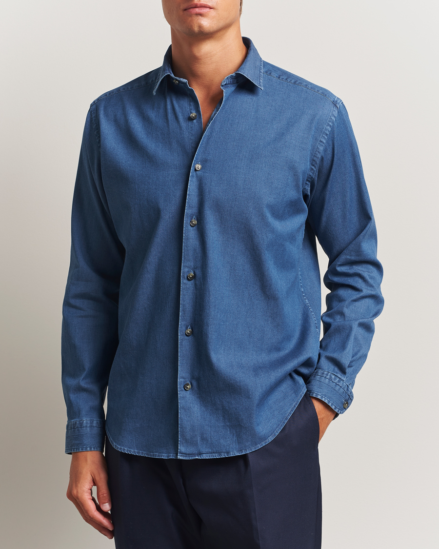 Mies | Kauluspaidat | Eton | Casual Fit Denim Shirt Dark Wash