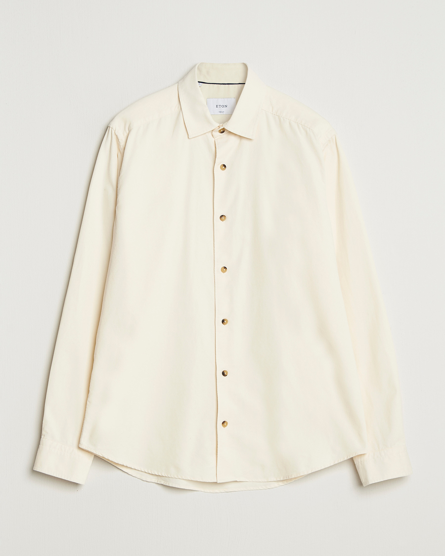Mies | Kauluspaidat | Eton | Casual Fit Corduroy Shirt Off White