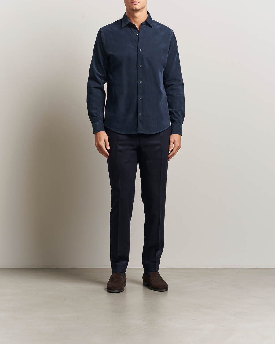 Mies | Kauluspaidat | Eton | Casual Fit Corduroy Shirt Navy