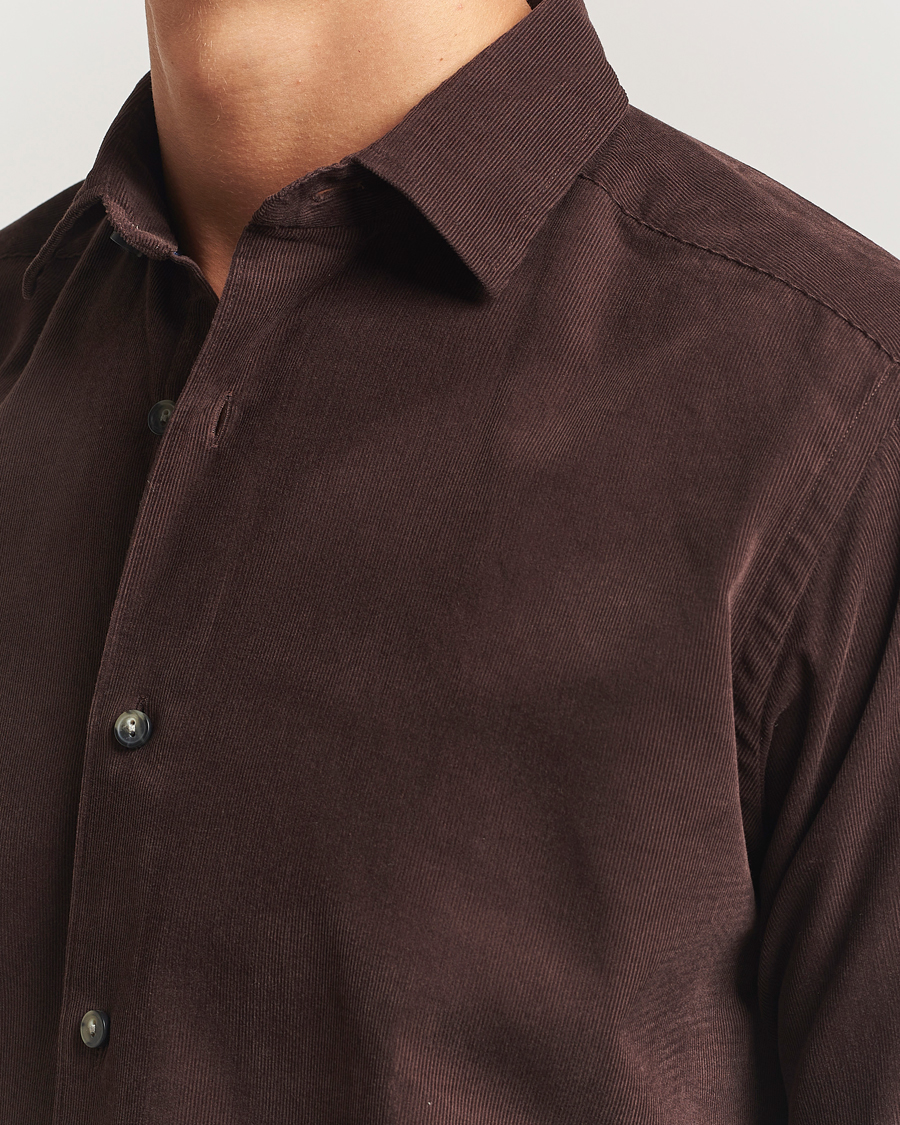 Mies | Kauluspaidat | Eton | Casual Fit Corduroy Shirt Dark Brown