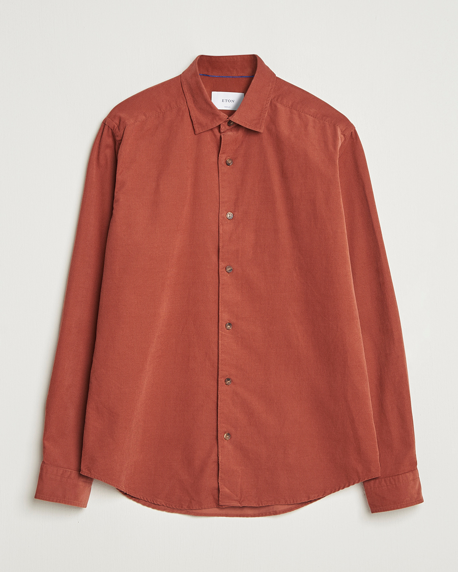 Mies | Kauluspaidat | Eton | Casual Fit Corduroy Shirt Rust Red