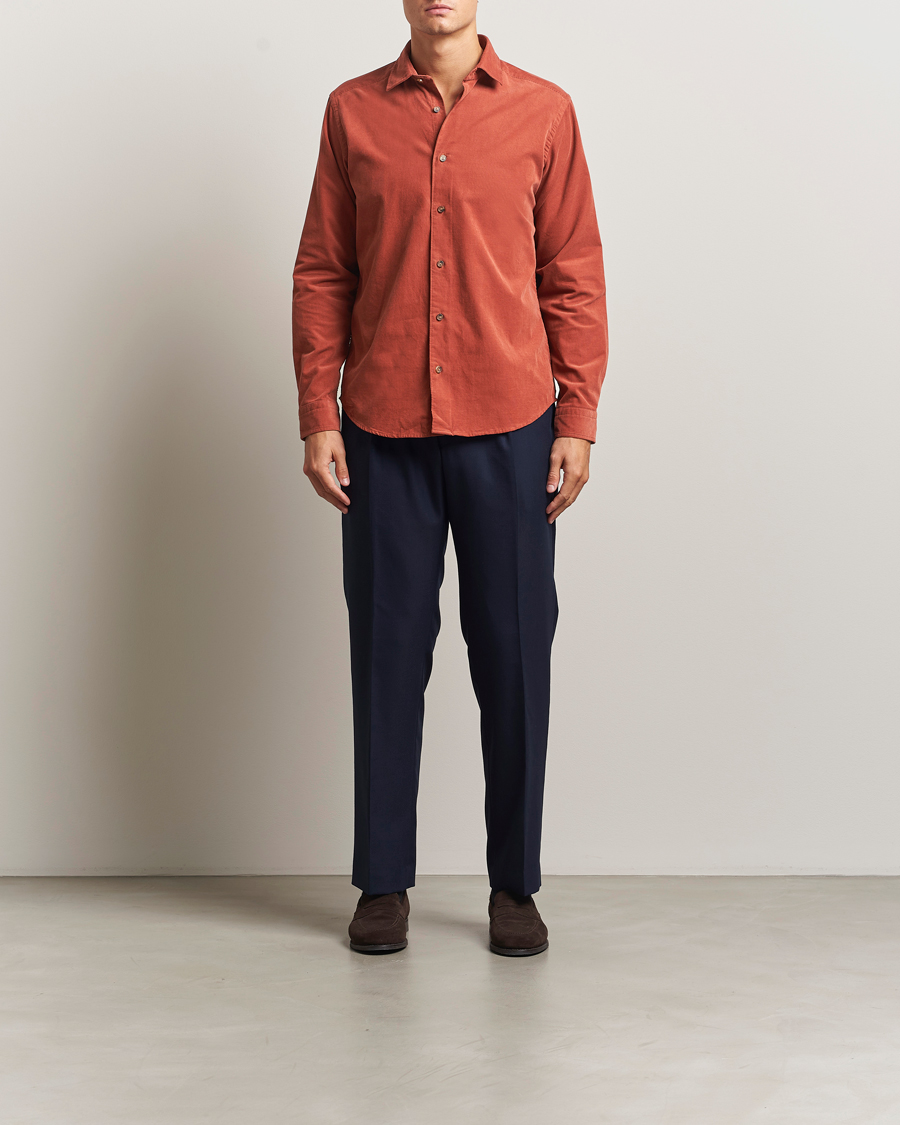 Mies | Kauluspaidat | Eton | Casual Fit Corduroy Shirt Rust Red