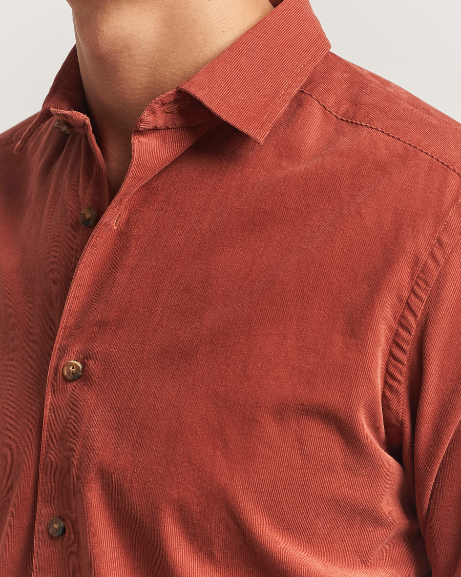 Mies | Kauluspaidat | Eton | Casual Fit Corduroy Shirt Rust Red