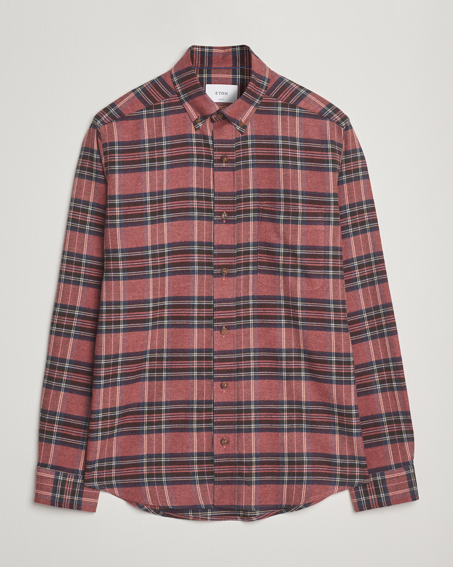 Mies | Kauluspaidat | Eton | Casual Fit Checked Flannel Shirt Red Multi