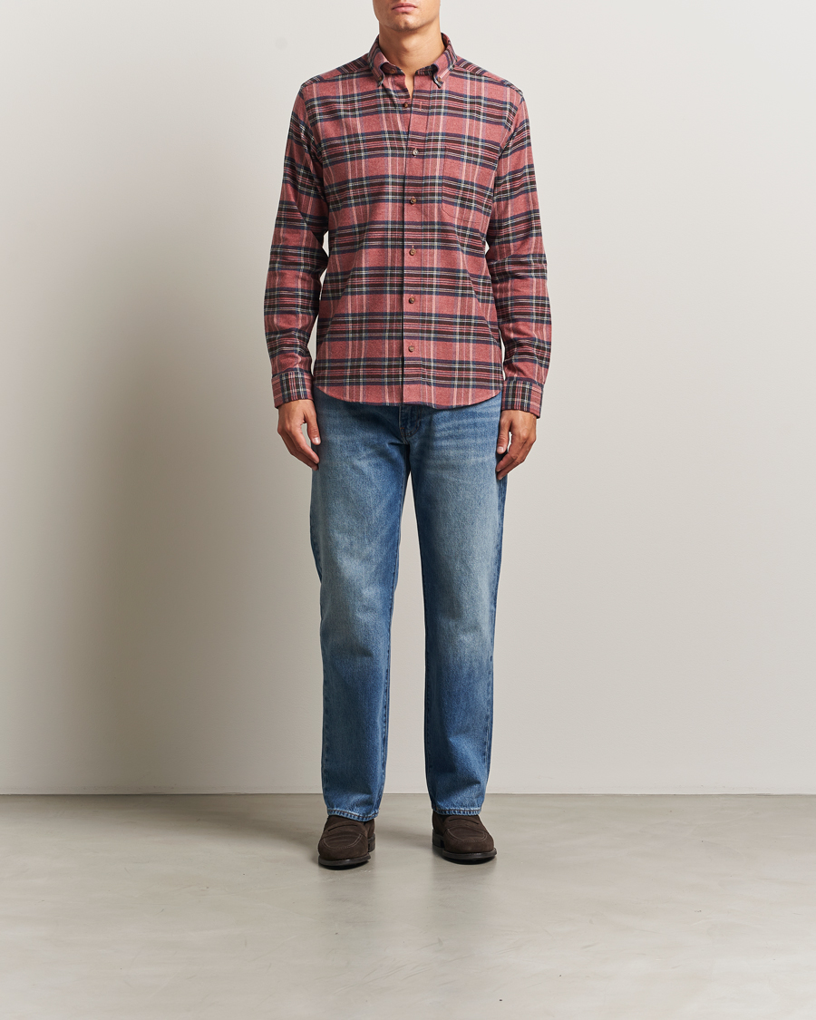 Mies | Kauluspaidat | Eton | Casual Fit Checked Flannel Shirt Red Multi