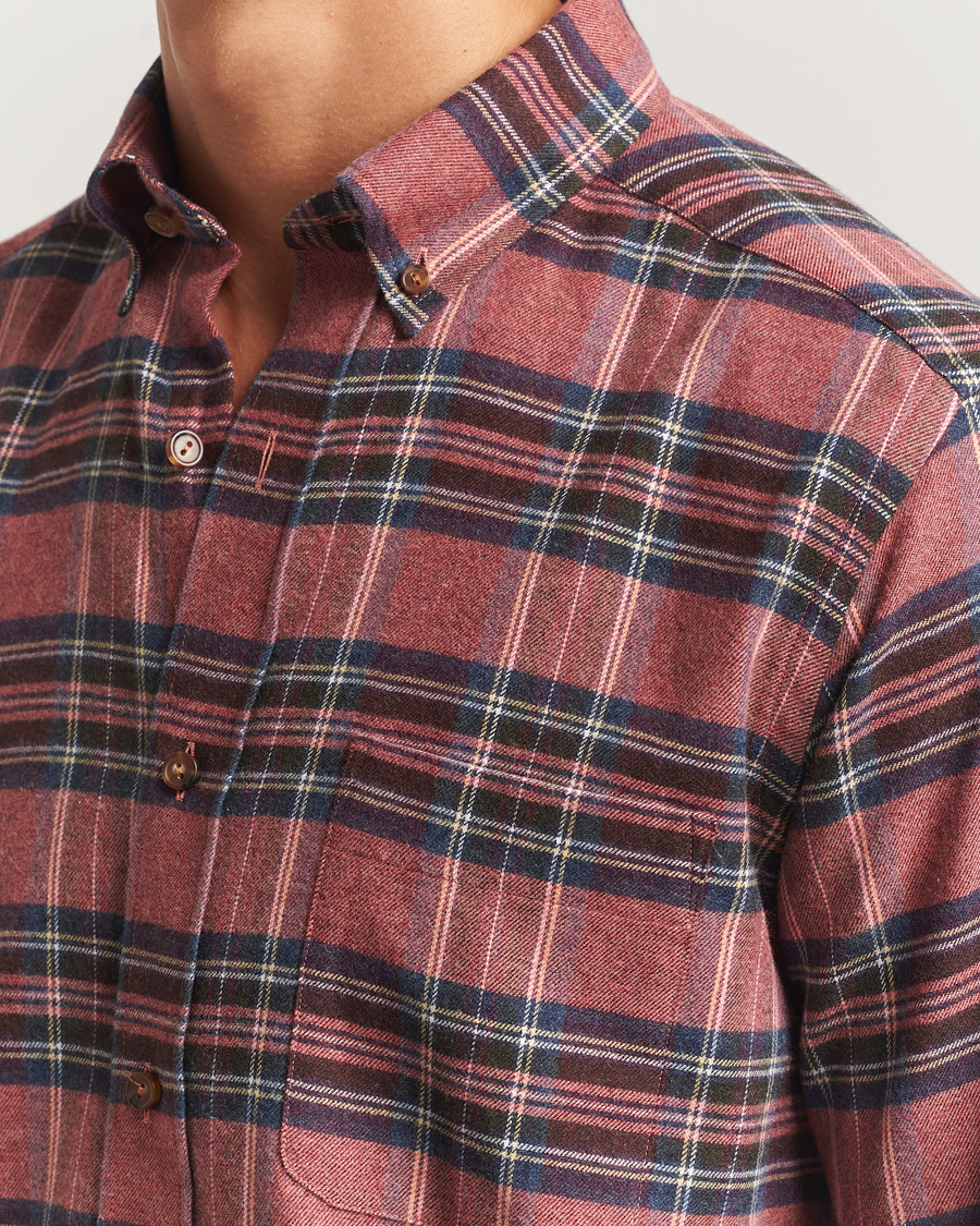Mies | Kauluspaidat | Eton | Casual Fit Checked Flannel Shirt Red Multi