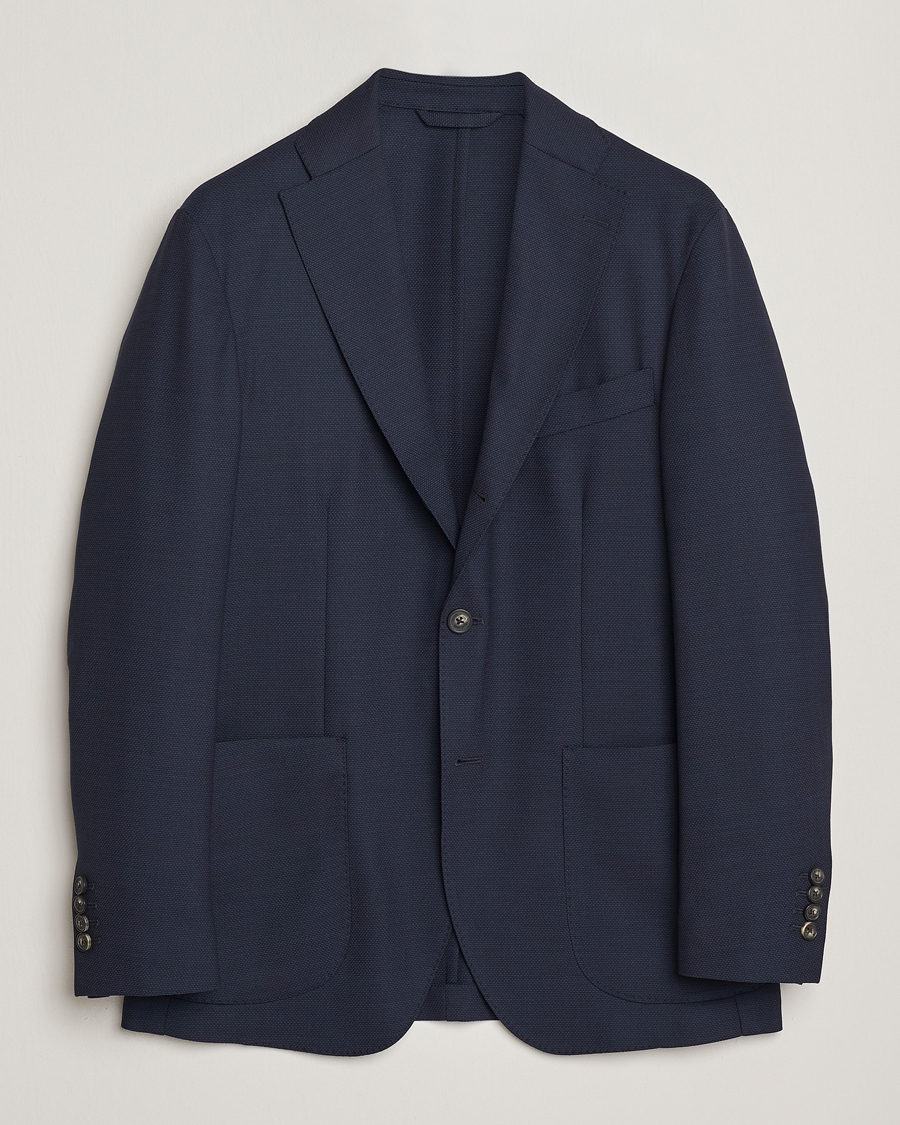 Miehet |  | Eton | Wool Lana Tech Soft Blazer Navy Blue