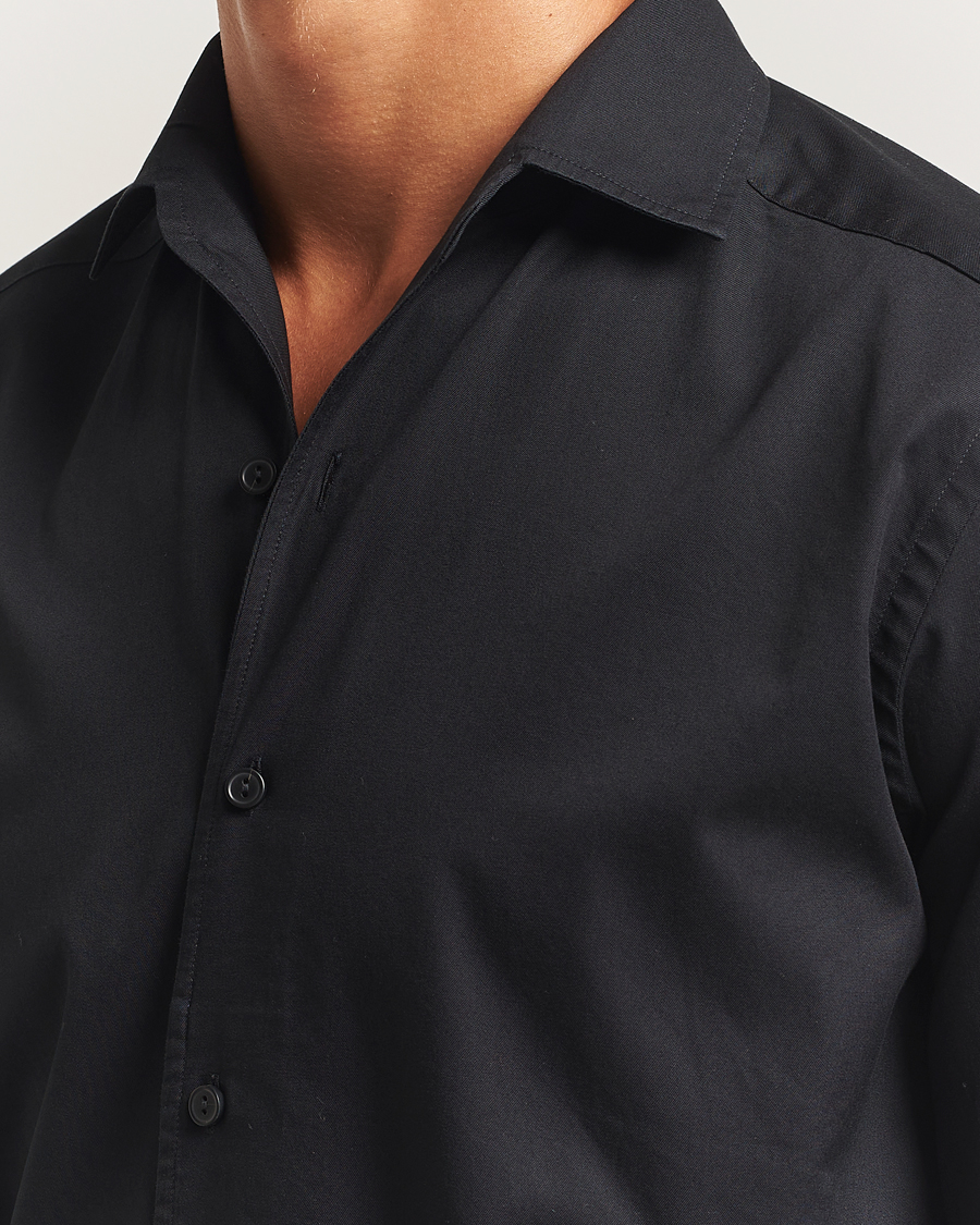 Mies | Kauluspaidat | Eton | Casual Fit Garment Washed One Piece Collar Shirt Black