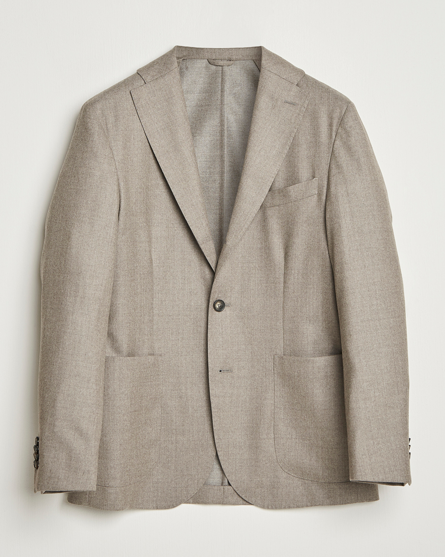 Mies | Pikkutakit | Eton | Wool Flannel Patch Pocket Blazer Beige