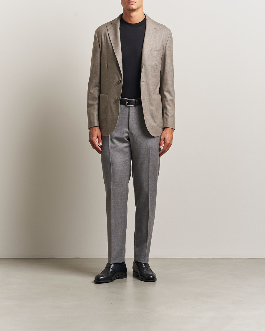 Mies | Pikkutakit | Eton | Wool Flannel Patch Pocket Blazer Beige