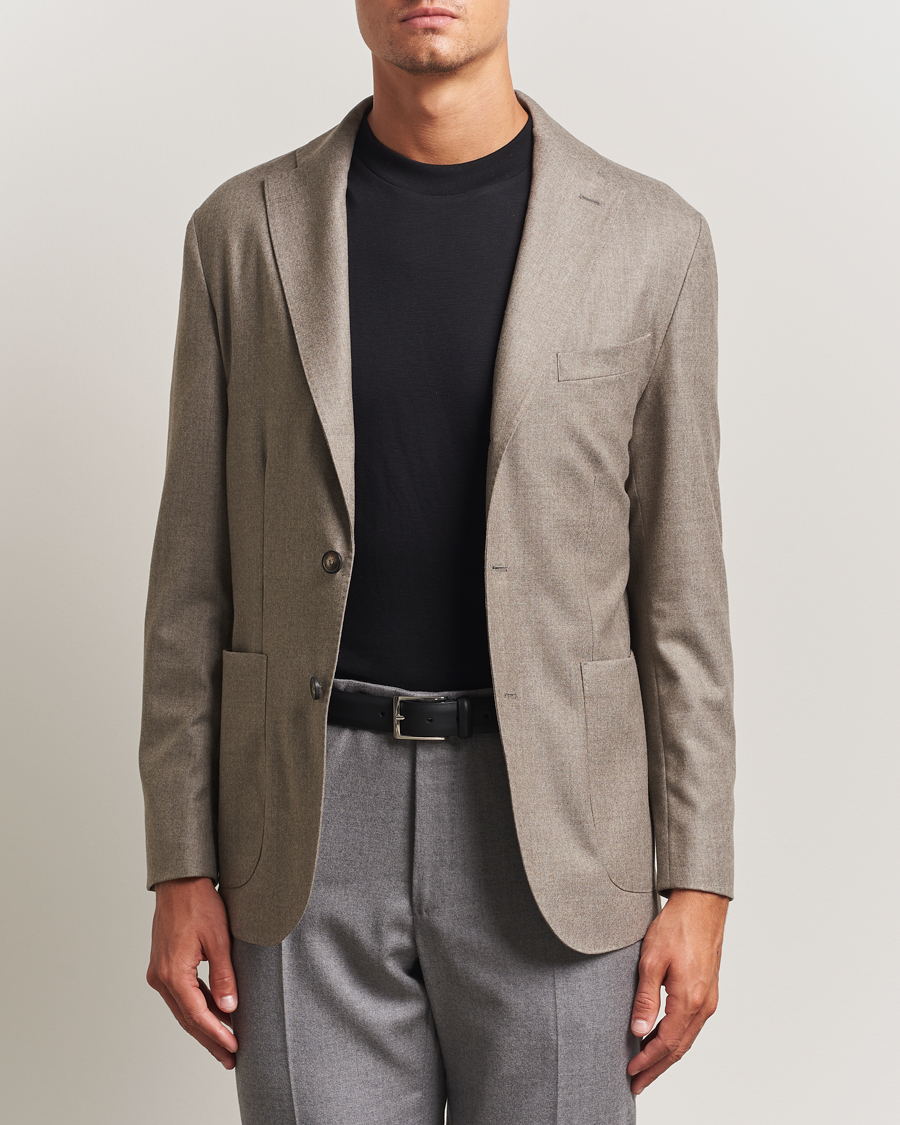 Mies | Pikkutakit | Eton | Wool Flannel Patch Pocket Blazer Beige