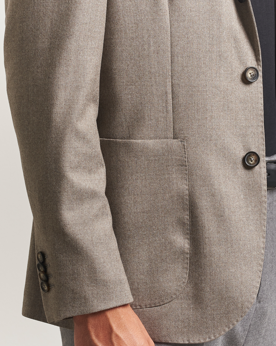 Mies | Pikkutakit | Eton | Wool Flannel Patch Pocket Blazer Beige
