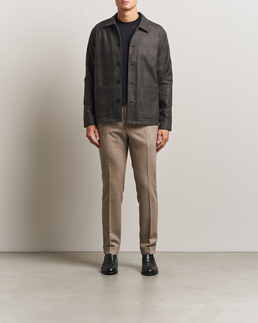 Mies | Kauluspaidat | Eton | Wool/Cashmere Checked Overshirt Dark Grey