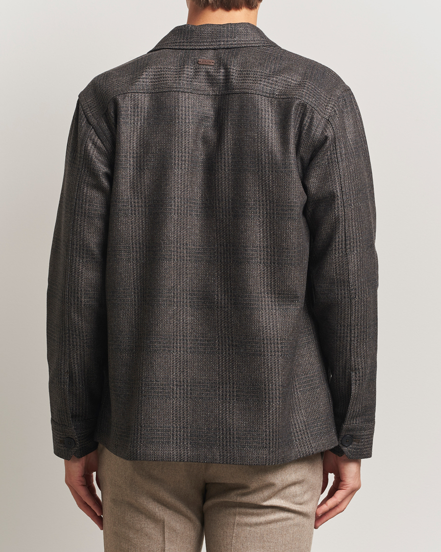 Mies | Kauluspaidat | Eton | Wool/Cashmere Checked Overshirt Dark Grey