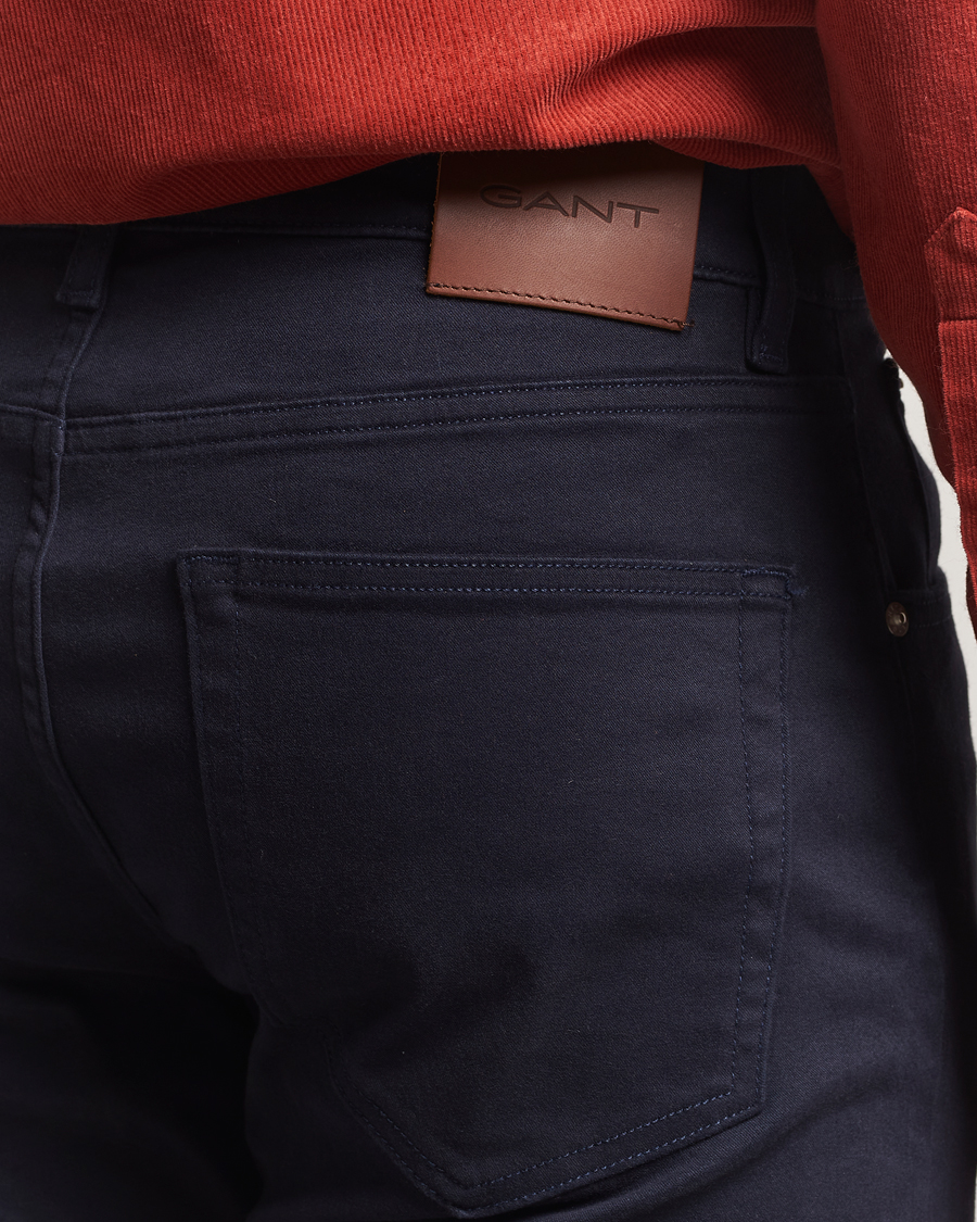 Mies | Housut | GANT | Regular Fit Moleskin 5-Pocket Trousers Evening Blue