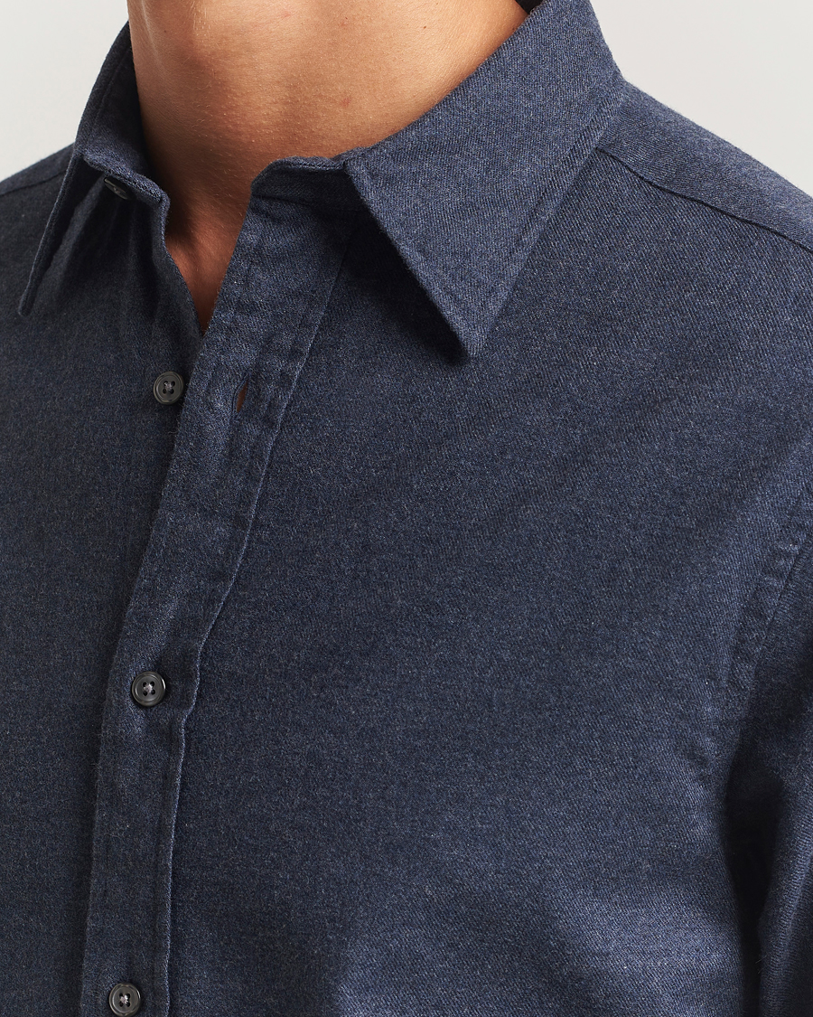 Mies | Kauluspaidat | GANT | Regular Fit Flannel Shirt Dark Indigo Melange