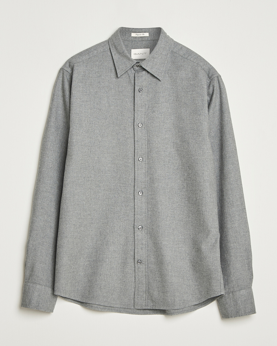 Mies | Kauluspaidat | GANT | Regular Fit Flannel Shirt Dark Grey Melange