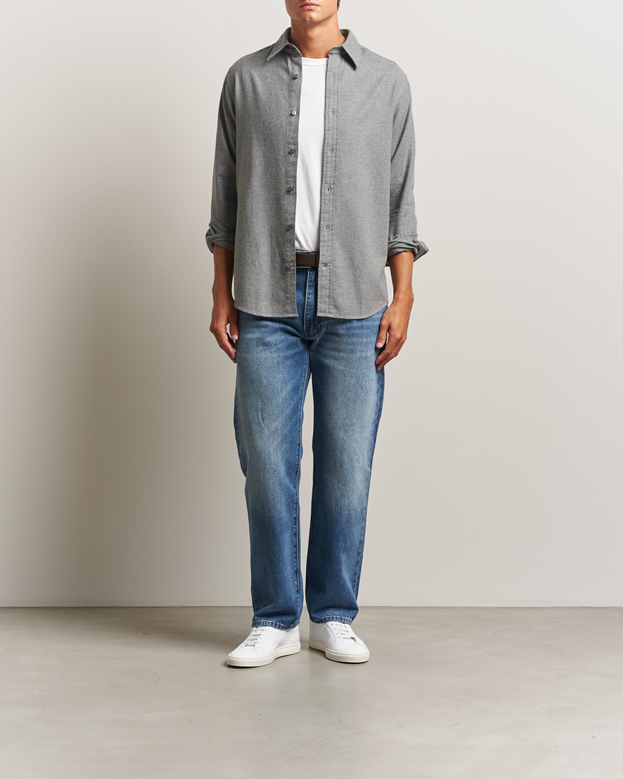Mies | Kauluspaidat | GANT | Regular Fit Flannel Shirt Dark Grey Melange