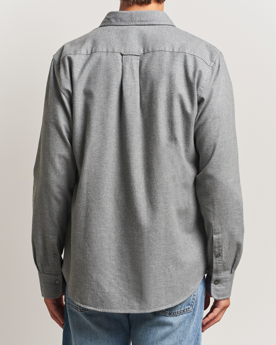 Mies | Kauluspaidat | GANT | Regular Fit Flannel Shirt Dark Grey Melange