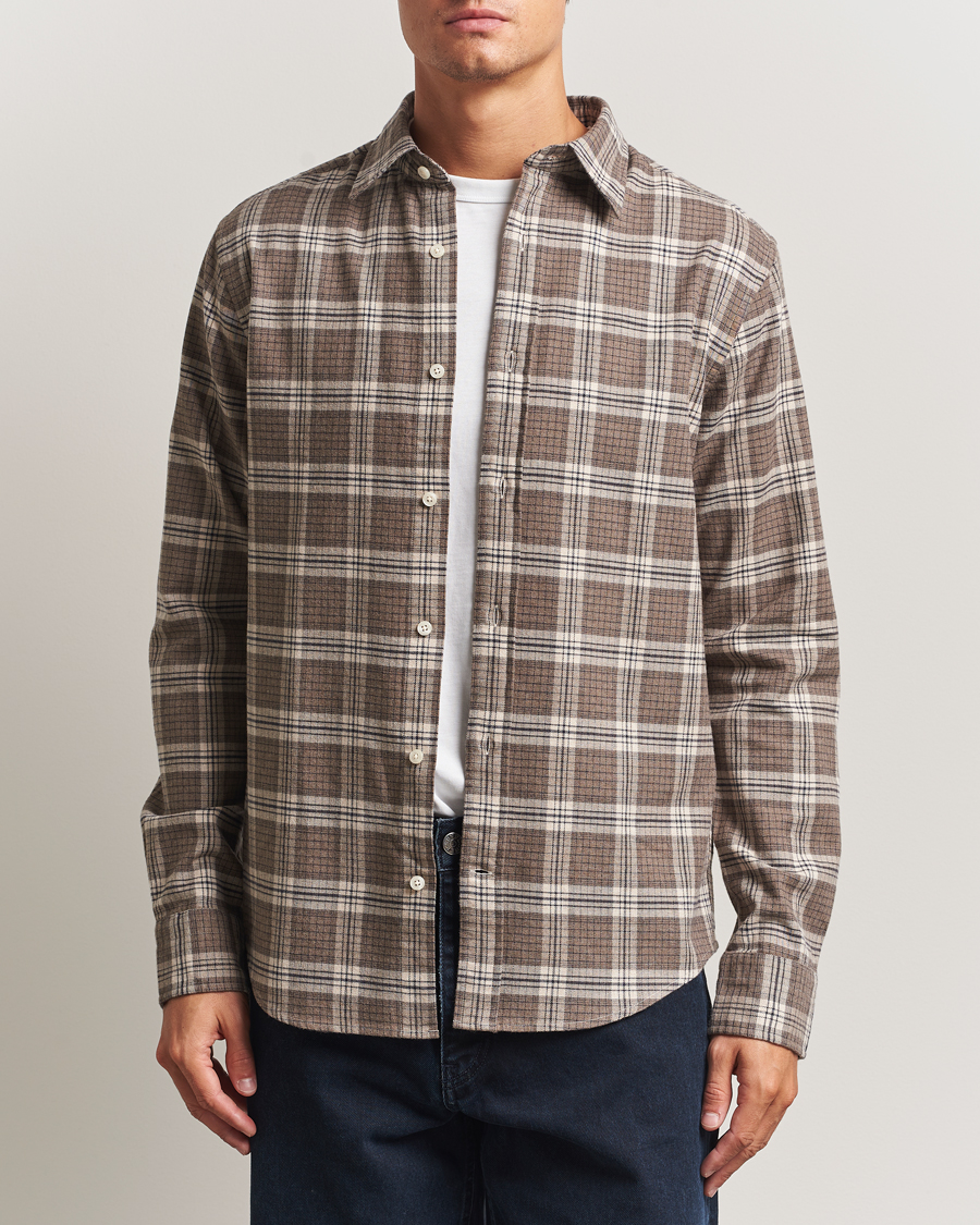 Mies | Kauluspaidat | GANT | Regular Fit Checked Flannel Shirt Dark Hazelnut Melange