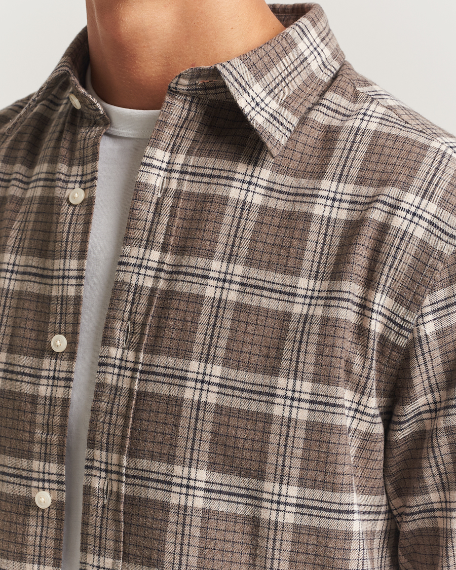 Mies | Kauluspaidat | GANT | Regular Fit Checked Flannel Shirt Dark Hazelnut Melange
