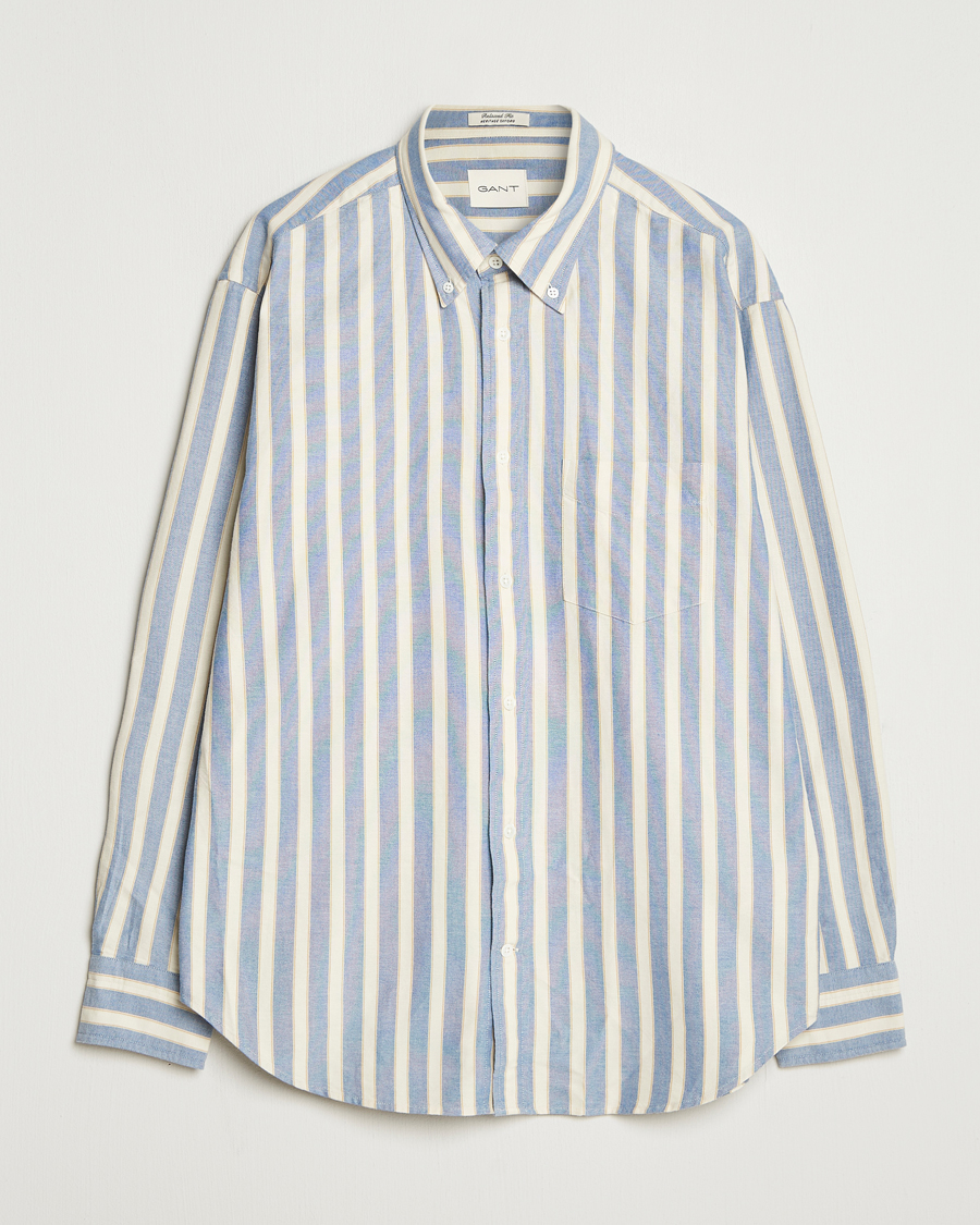 Mies | Kauluspaidat | GANT | Relaxed Fit Striped Heritage Oxford Shirt Blue Water