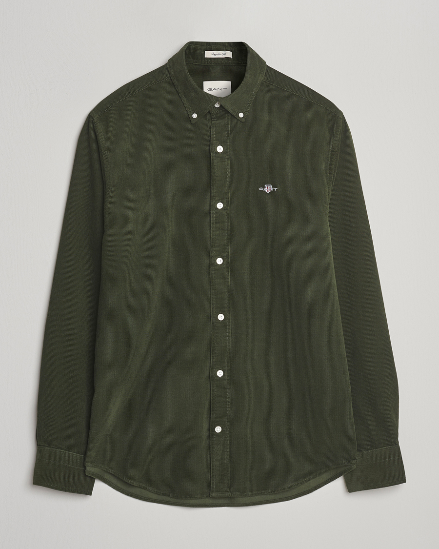 Mies | Kauluspaidat | GANT | Regular Fit Corduroy Shirt Country Green