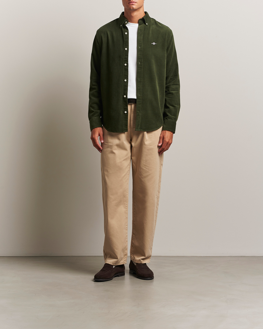 Mies | Kauluspaidat | GANT | Regular Fit Corduroy Shirt Country Green