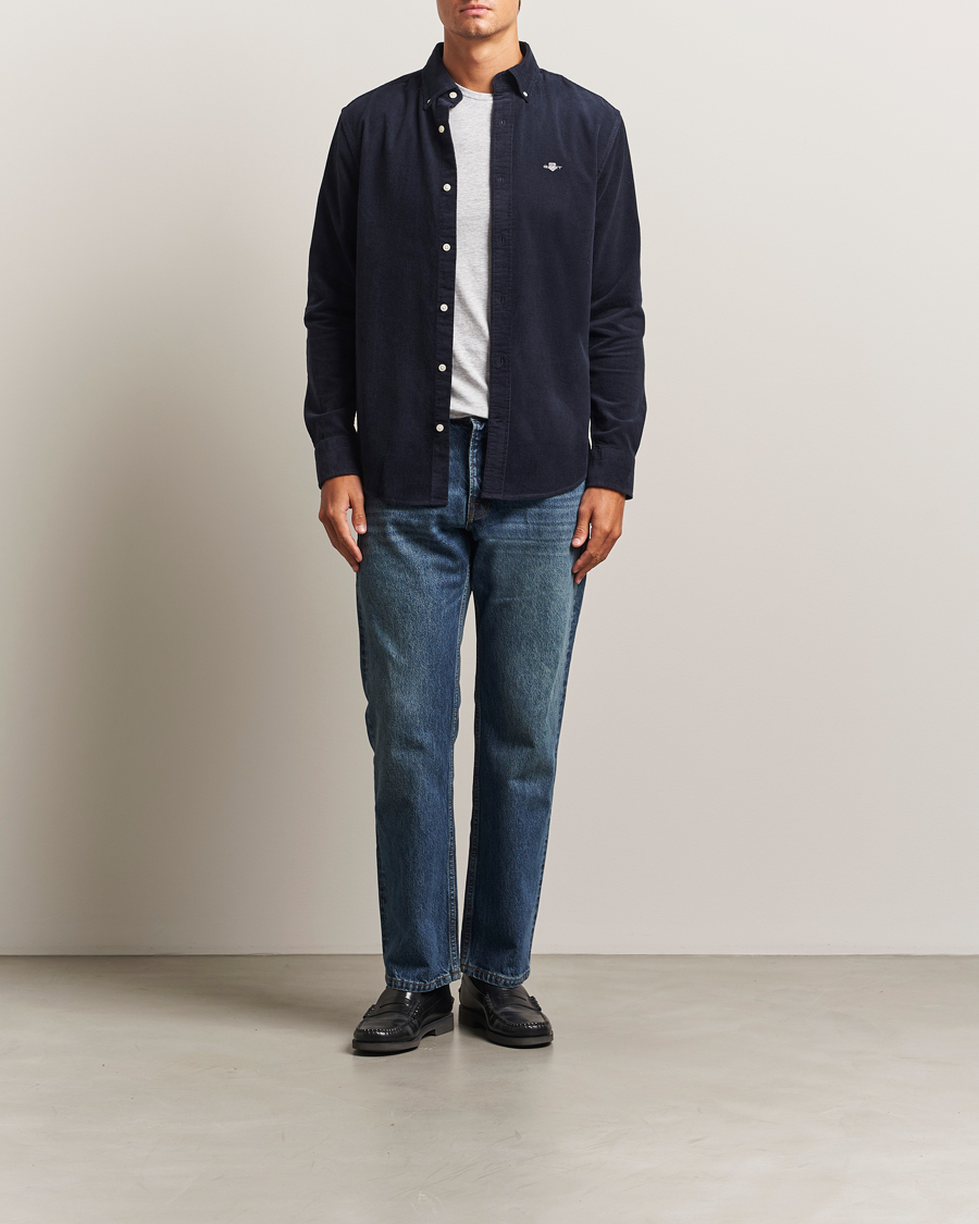 Mies | Kauluspaidat | Gant | Regular Fit Corduroy Shirt Evening Blue