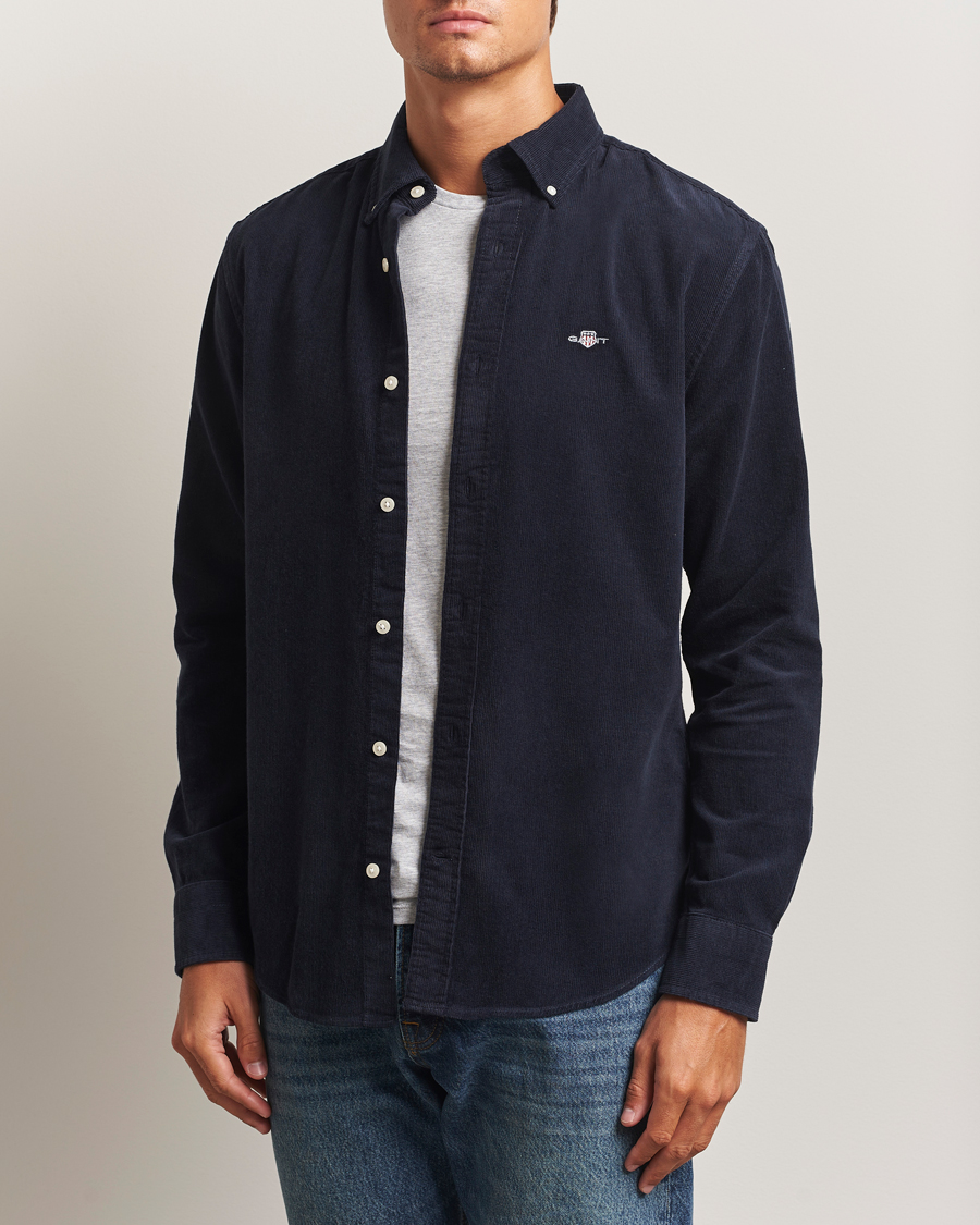 Mies | Kauluspaidat | Gant | Regular Fit Corduroy Shirt Evening Blue