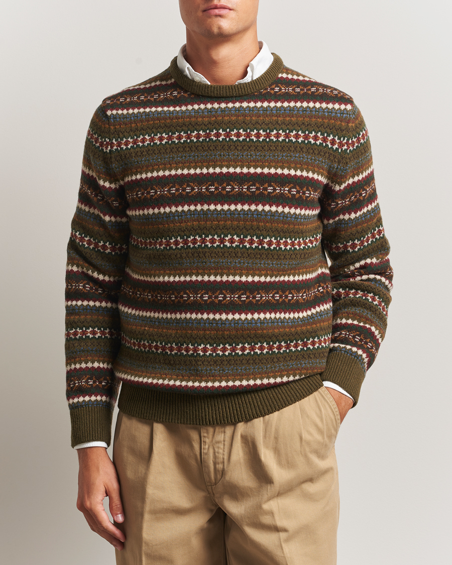 Mies | Puserot | Gant | Fair Isle Knitted Crew Neck Sweater Country Green