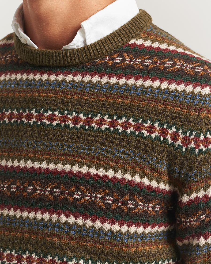 Mies | Puserot | Gant | Fair Isle Knitted Crew Neck Sweater Country Green
