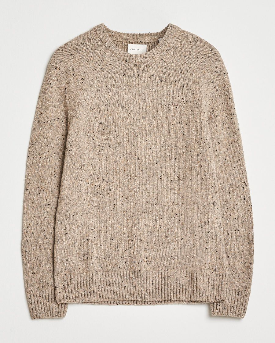 Mies | Puserot | GANT | Neps Wool Crew Neck Sand Melange