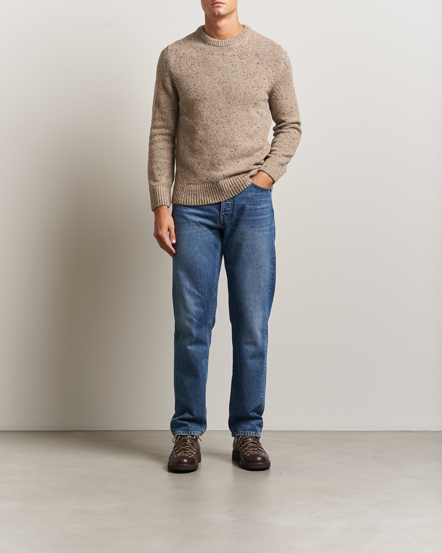Mies | Puserot | GANT | Neps Wool Crew Neck Sand Melange