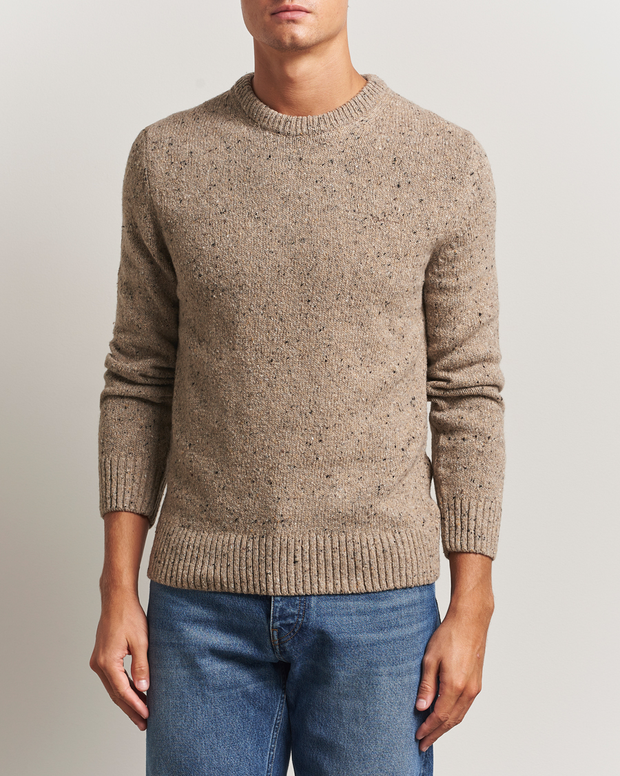 Mies | Puserot | Gant | Neps Wool Crew Neck Sand Melange