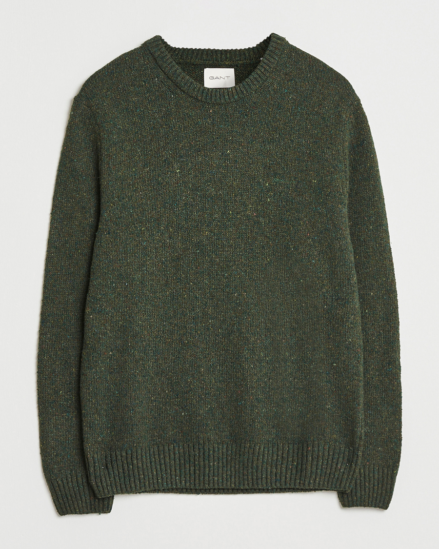 Mies | Puserot | GANT | Neps Wool Crew Neck Country Green