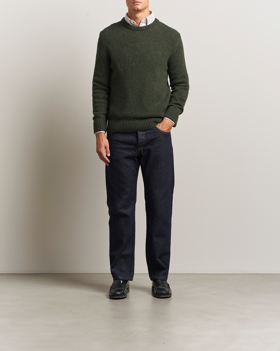 Mies | Puserot | GANT | Neps Wool Crew Neck Country Green