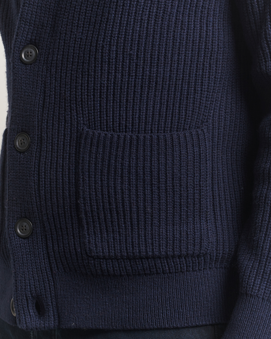 Mies | Puserot | GANT | Wool Knitted Shawl Collar Cardigan Evening Blue