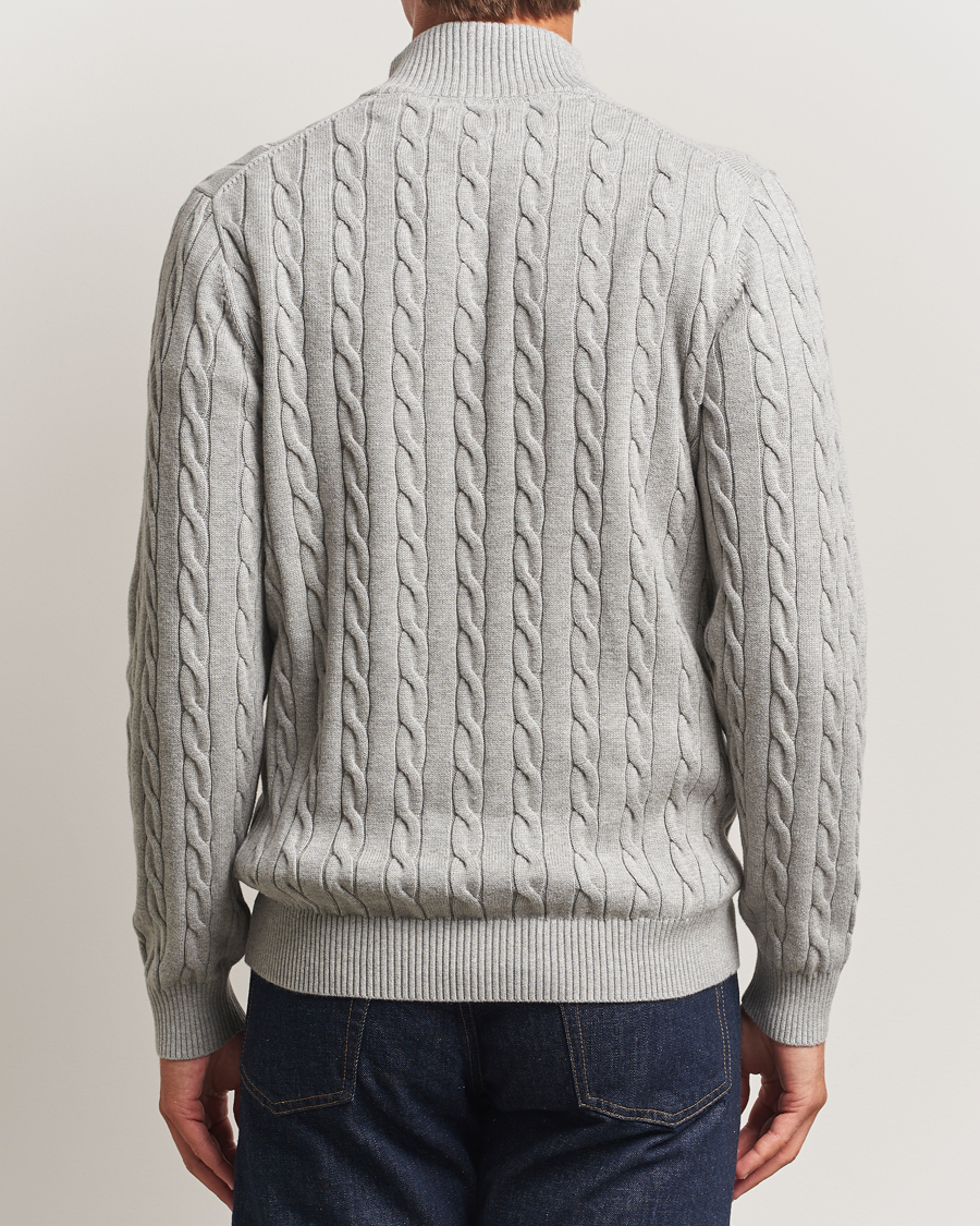 Mies | Puserot | GANT | Cotton Cable Half Zip Grey Melange