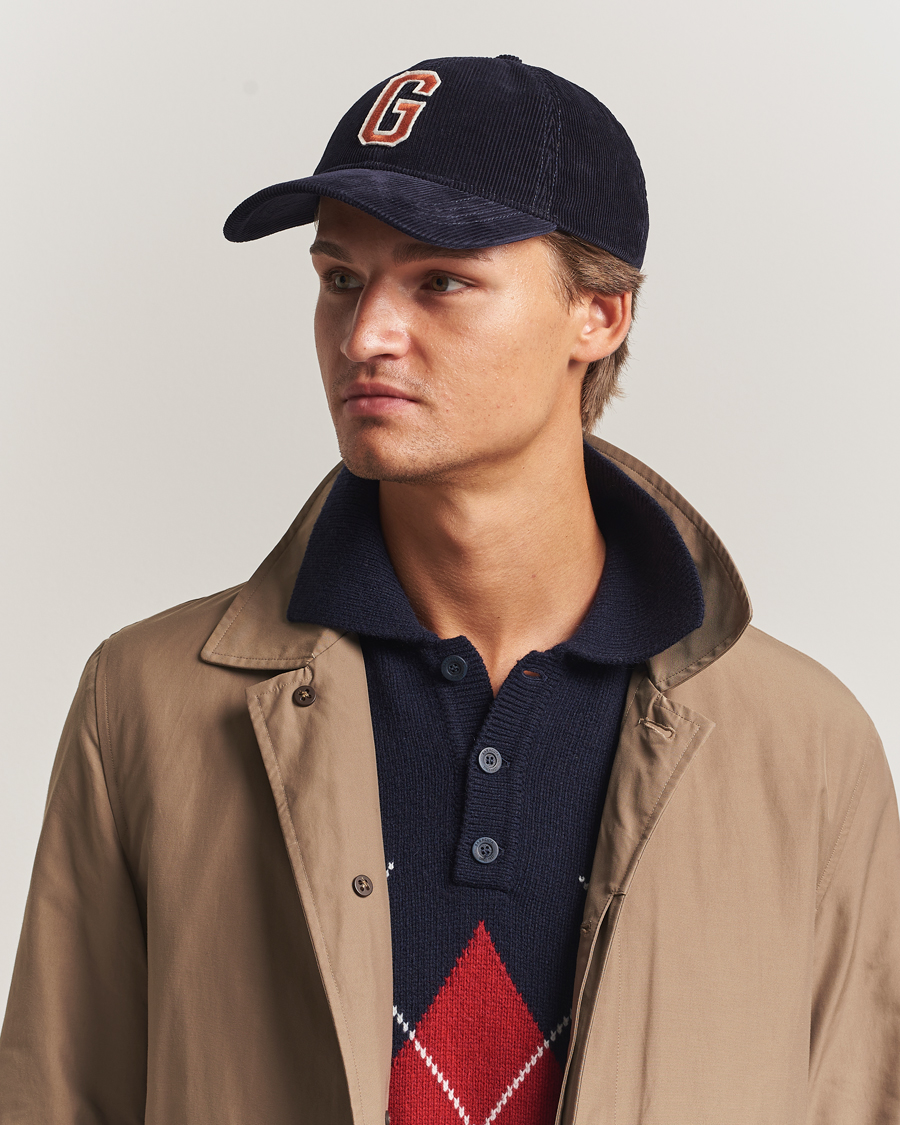 Mies | GANT G Badge Corduroy Cap Evening Blue | GANT | G Badge Corduroy Cap Evening Blue