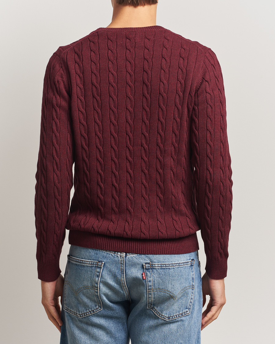 Mies | Puserot | GANT | Cotton Cable Crew Neck Pullover Bordeaux Melange