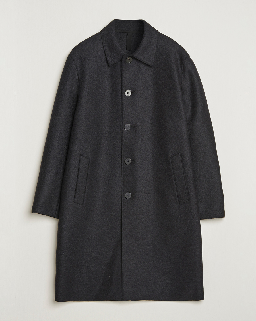 Mies | Takit | Harris Wharf London | Pressed Wool Mac Coat Black