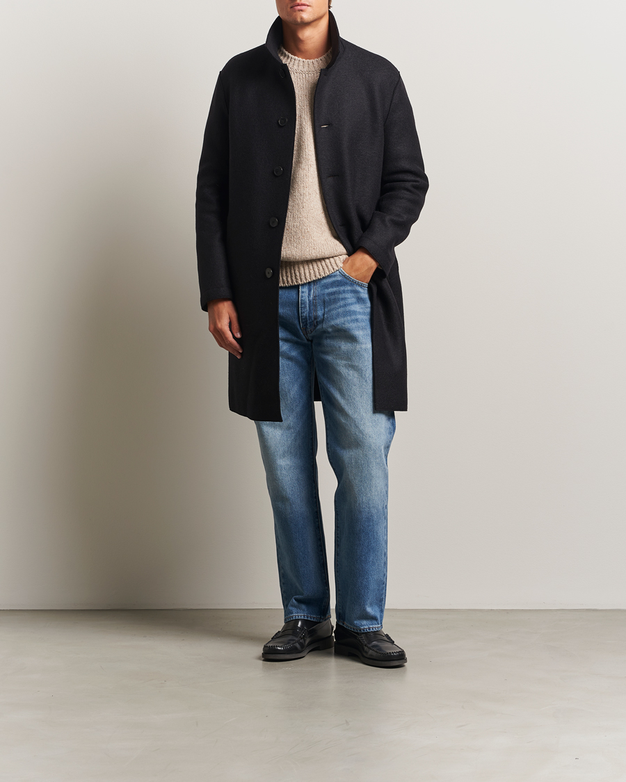 Mies | Takit | Harris Wharf London | Pressed Wool Mac Coat Black