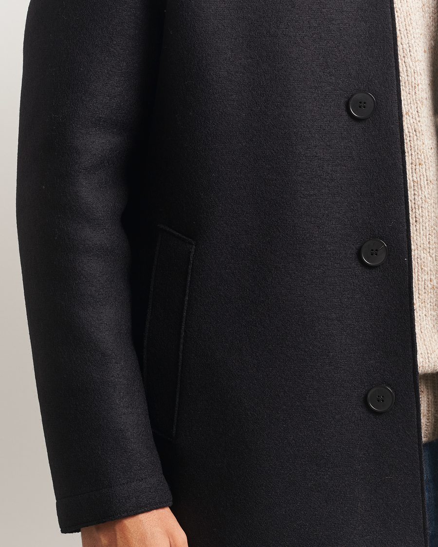 Mies | Takit | Harris Wharf London | Pressed Wool Mac Coat Black