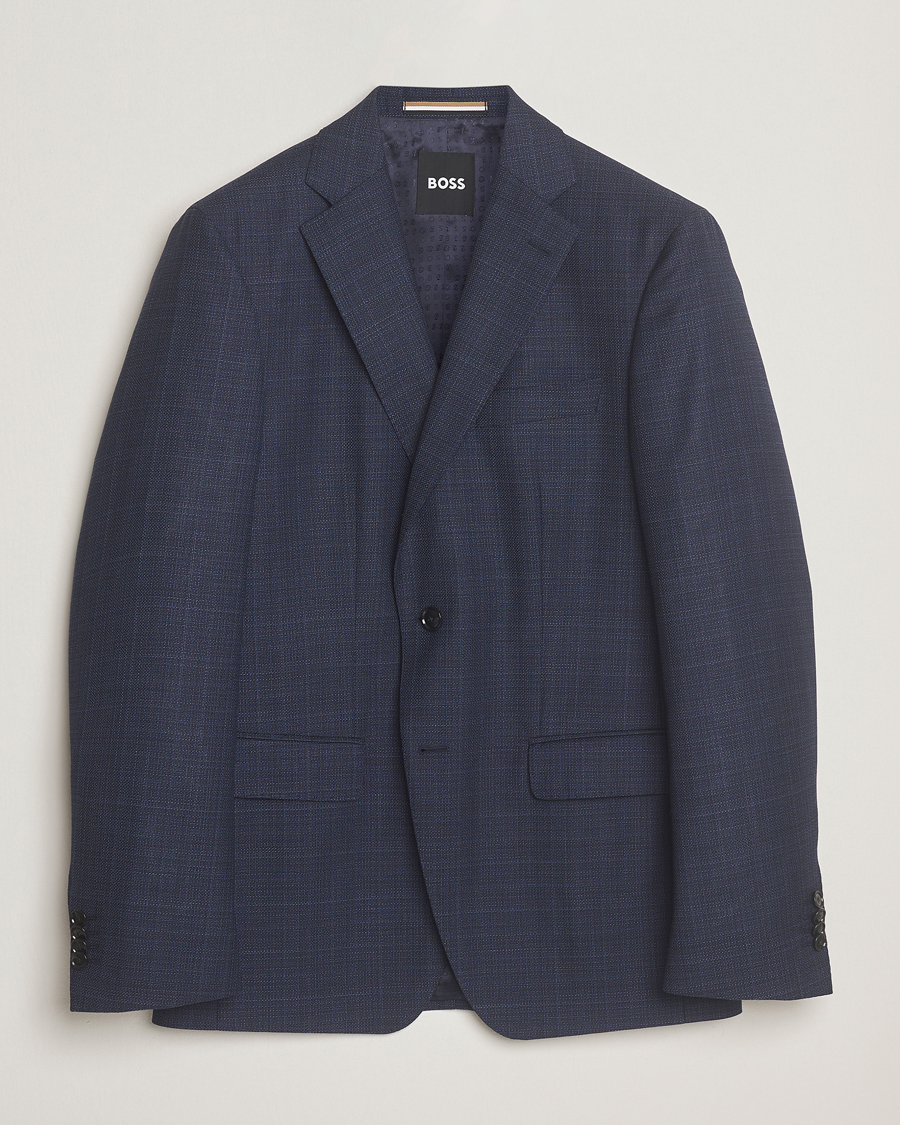 Mies | Pikkutakit | BOSS BLACK | Hutson Wool Checked Blazer Open Blue