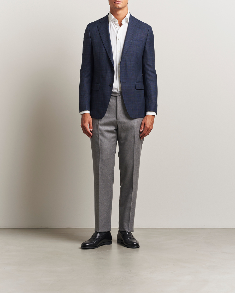 Mies | Pikkutakit | BOSS BLACK | Hutson Wool Checked Blazer Open Blue