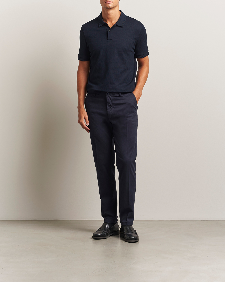 Mies | Housut | BOSS BLACK | Kane Brushed Cotton Pleated Trousers Dark Blue