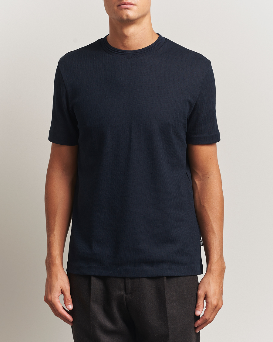 Mies | T-paidat | BOSS BLACK | Thompson Structured Crew Neck T-Shirt Dark Blue