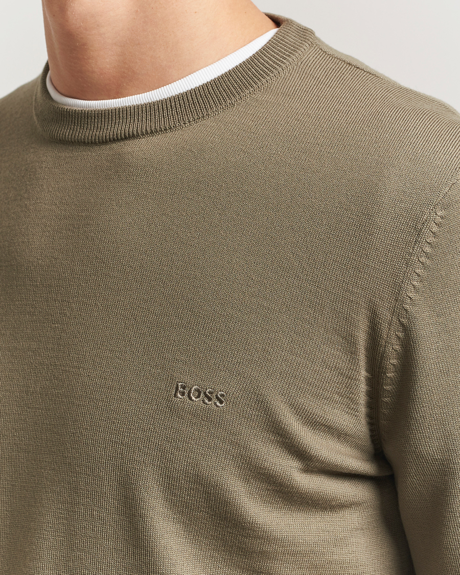 Mies | Puserot | BOSS BLACK | Botto Merino Knitted Pullover Open Brown