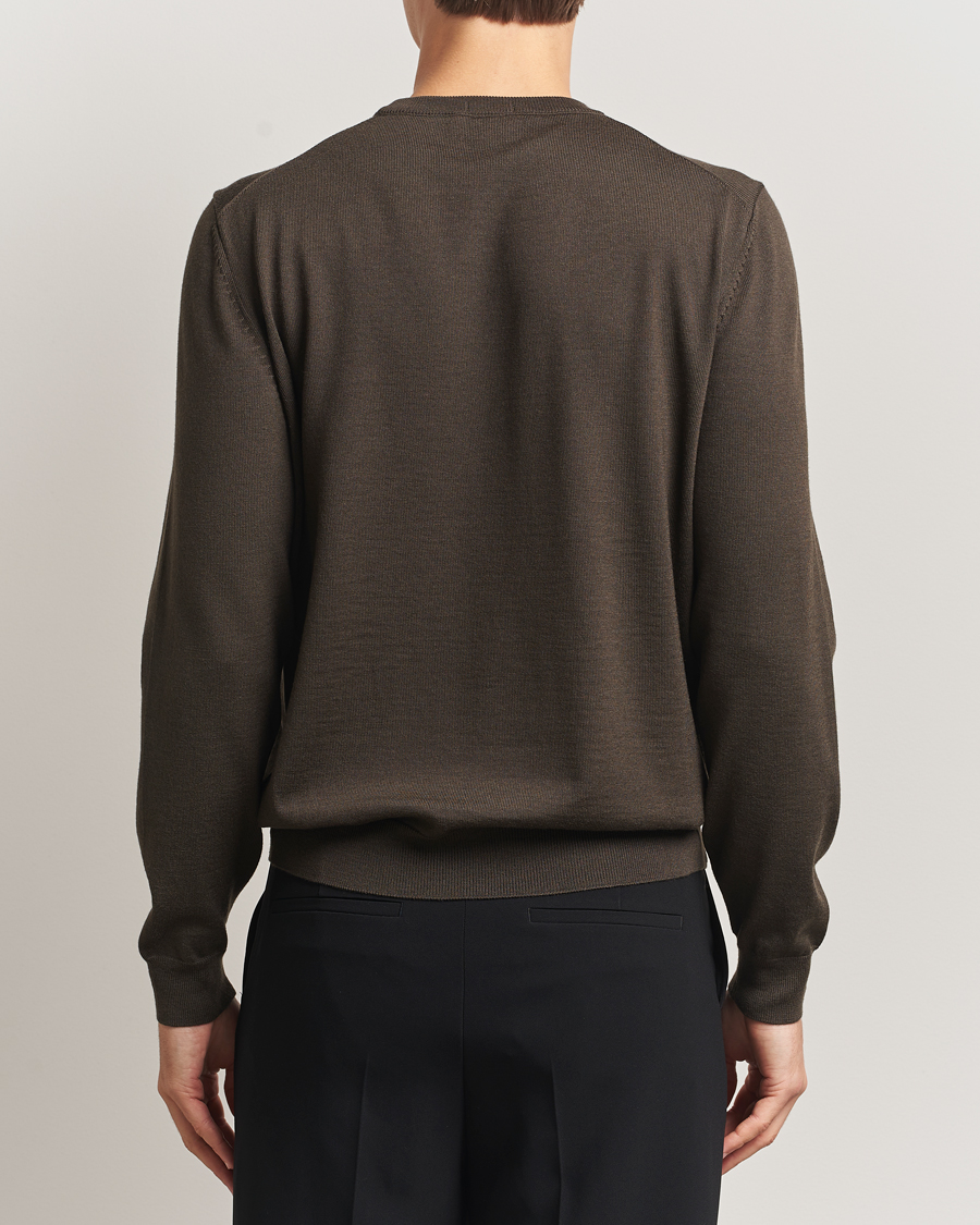Mies | Puserot | BOSS BLACK | Botto Merino Knitted Pullover Open Green